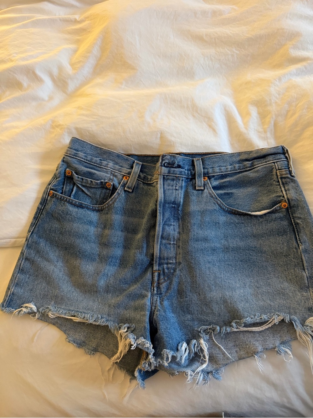Levi's Blue Distressed Denim Cutoff Shorts